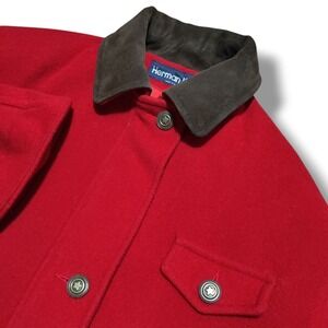 Vintage Herman Kay Pure Wool Star Pea Coat Red Women's Size 14 / Large USA Made